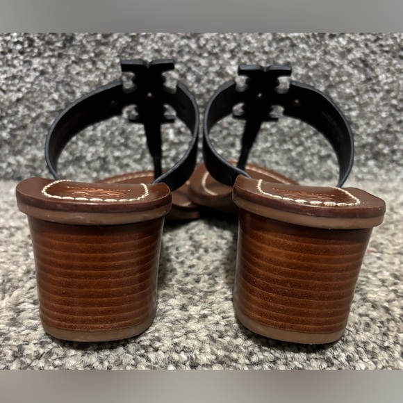 NEW Tory Burch Moore Black Leather Heeled Sandals - Picture 10 of 14